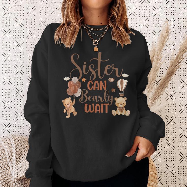 Sister Can Bearly Wait Bear Gender Neutral Boy Baby Shower Sweatshirt Gifts for Her