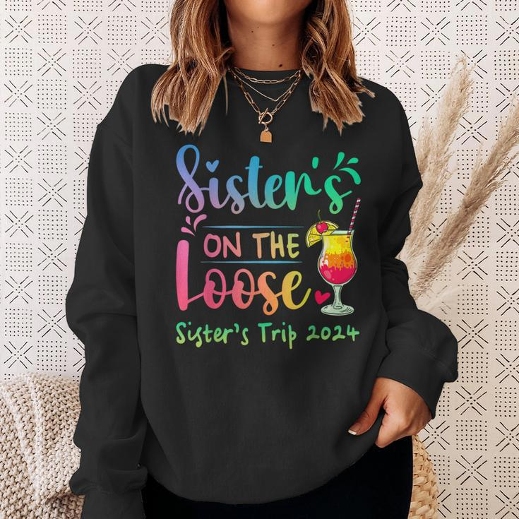 Sister's Trip 2024 Sisters' On The Loose Tie Dye Sweatshirt Gifts for Her