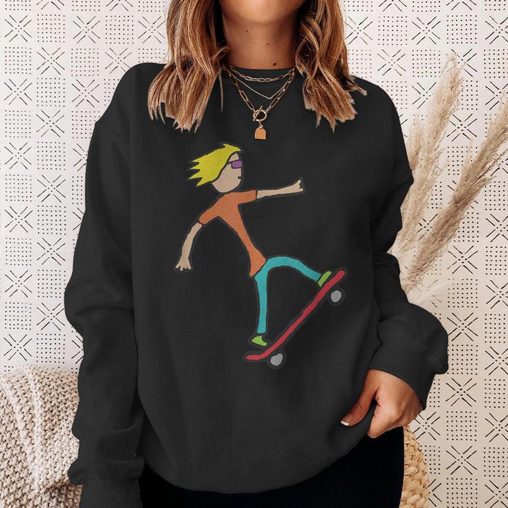 Skateboarding Stickman Skateboard Sweatshirt Gifts for Her