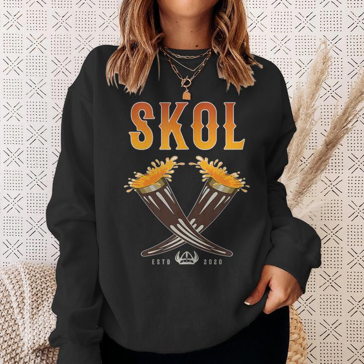 Skol Vikings Drinking Horn Nordic Scandinavia Sweatshirt Gifts for Her
