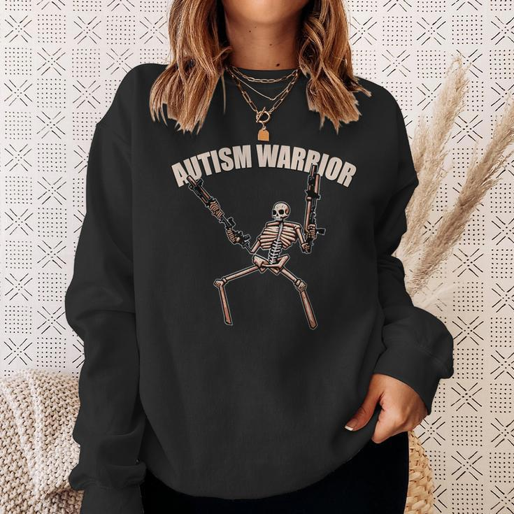 Skull Autism Warrior Autism Skeleton Meme Autism Awareness Sweatshirt Gifts for Her