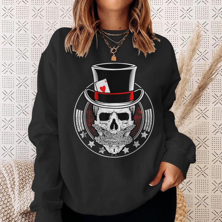 Skull Poker Ace Of Hearts Casino Gambling Card Player Sweatshirt Gifts for Her