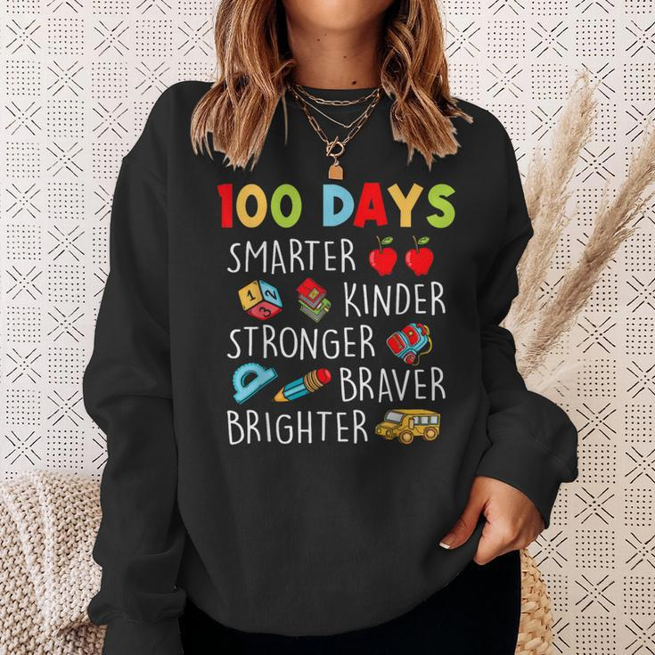 Smarter Kinder Stronger Brighter 100 Days Of School Teacher Sweatshirt Gifts for Her
