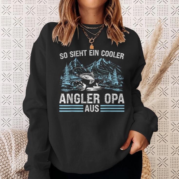 So Sieht ein Cooler Angler Opa Aus Sweatshirt Schwarz für Männer Geschenke für Sie