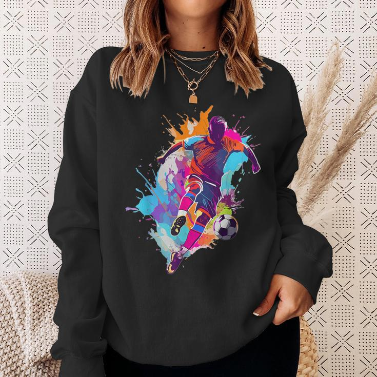Soccer Player Paint Splash Sweatshirt Gifts for Her