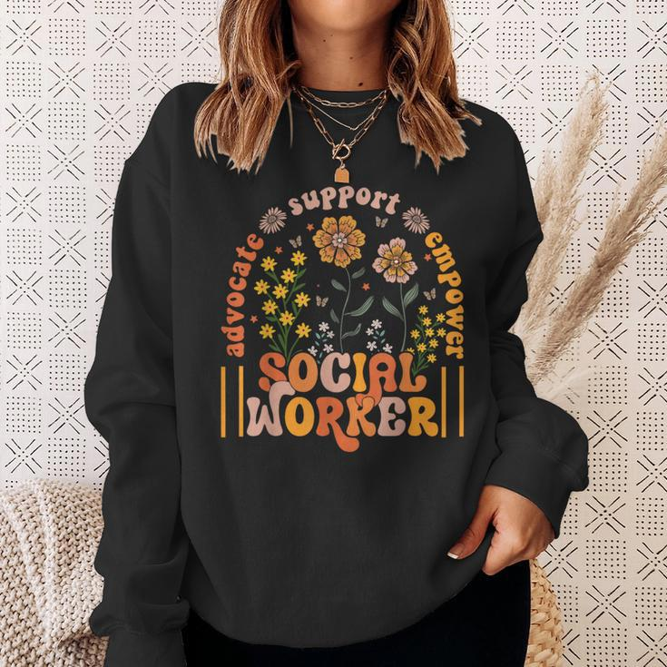 Social Worker Social Work Month Work Love Groovy Sweatshirt Gifts for Her
