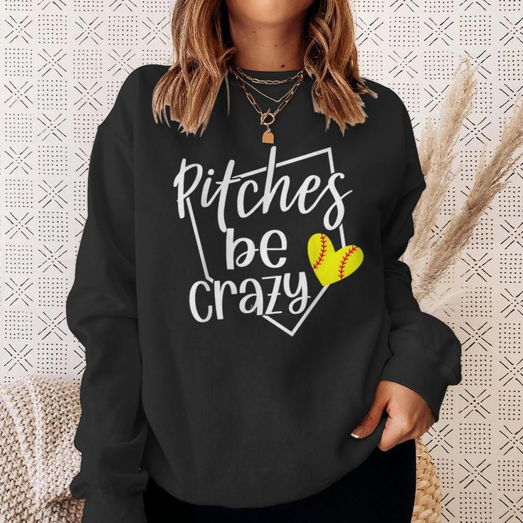 Softball Player Pitches Be Crazy Softball Pitcher Sweatshirt Gifts for Her