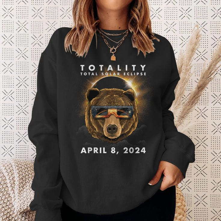 Solar Eclipse 2024 Bear Wearing Eclipse Glasses Sweatshirt Gifts for Her