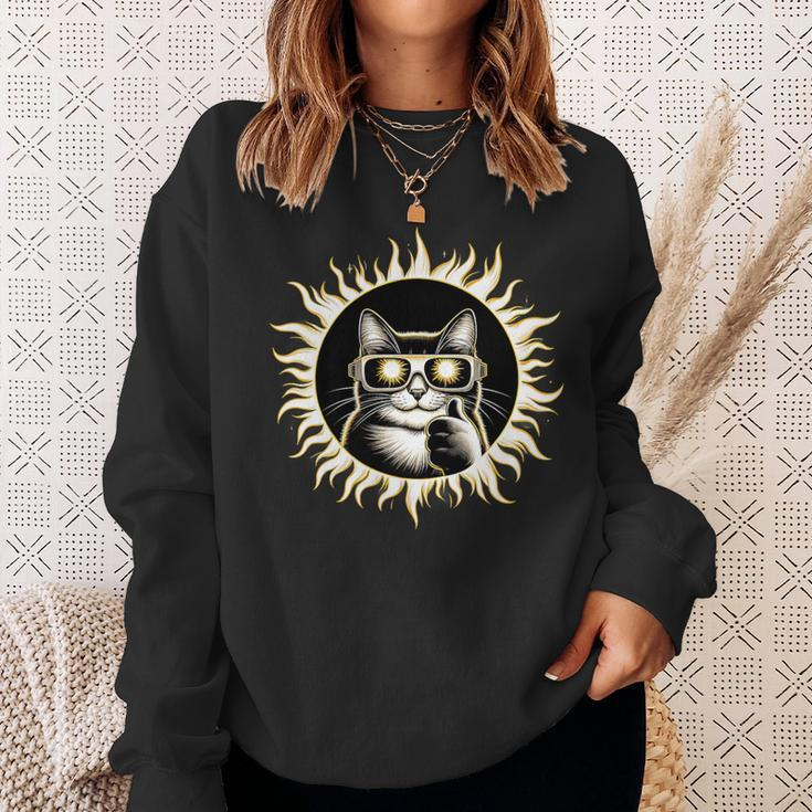 Solar Eclipse 2024 Cat In Solar Glasses Sweatshirt Gifts for Her