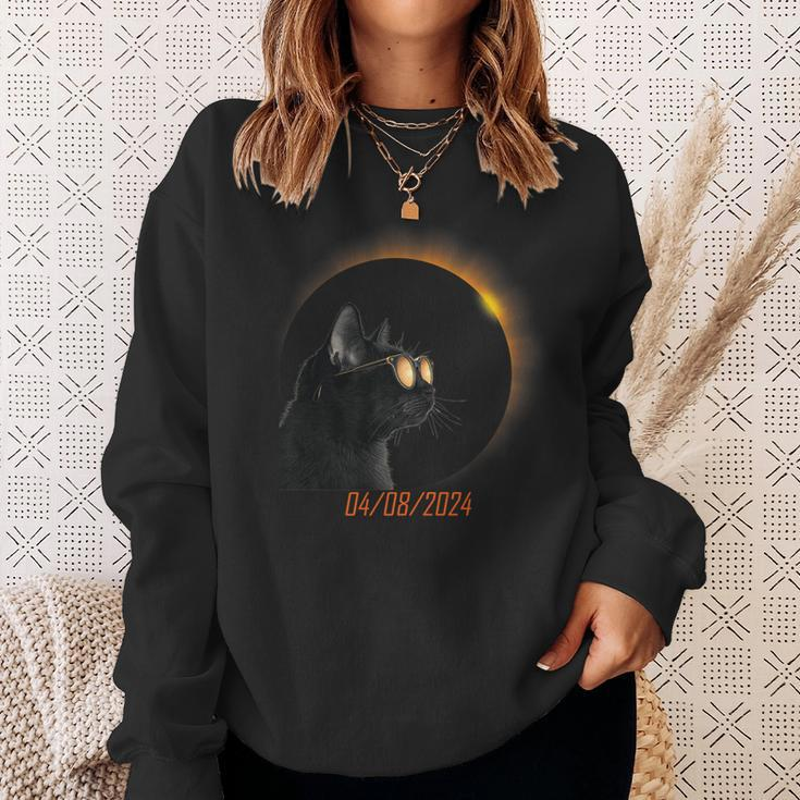 Solar Eclipse 2024 Cat Wearing Solar Glasses Sweatshirt Gifts for Her