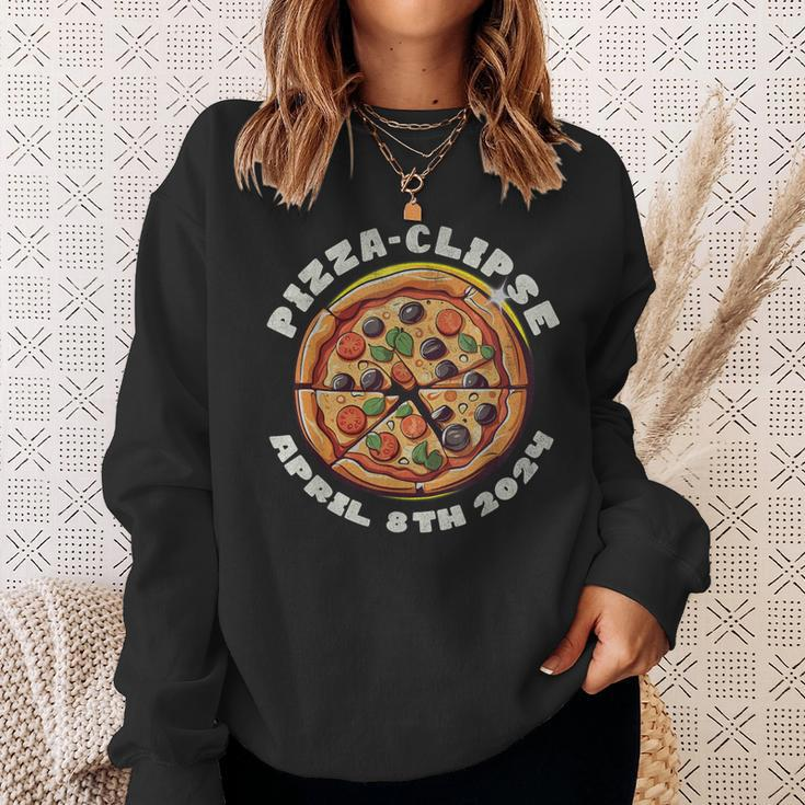 Solar Eclipse 2024 Pizza-Clipse Eclipse 2024 Sweatshirt Gifts for Her