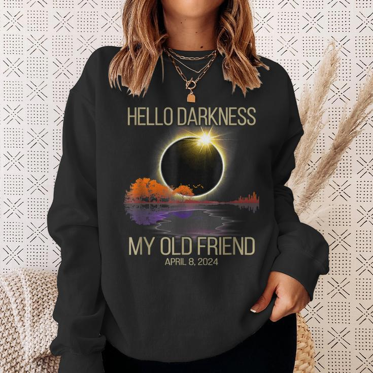 Solar Eclipse 2024 Hello Darkness My Old Friend April 08 24 Sweatshirt Gifts for Her