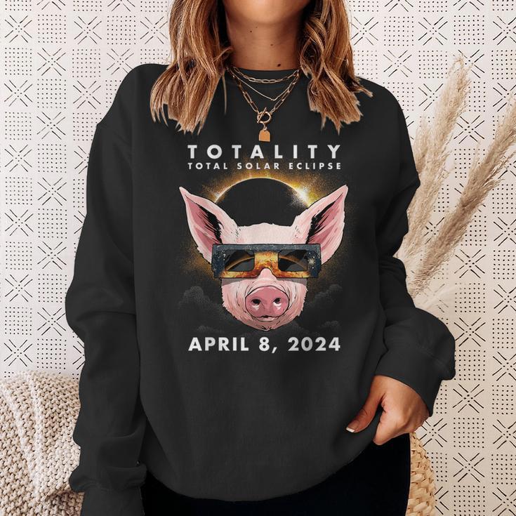 Solar Eclipse 2024 Pig Wearing Eclipse Glasses Sweatshirt Gifts for Her