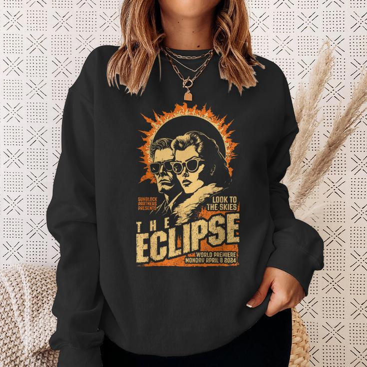 Solar Eclipse 2024 Vintage Science Fiction Movie Poster Sweatshirt Gifts for Her
