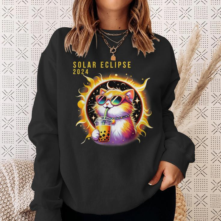 Solar Eclipse April 8 2024 Astronomy Kawaii Cat Lover Sweatshirt Gifts for Her