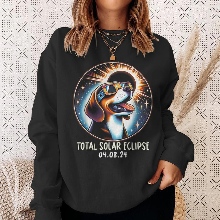 Solar Eclipse Beagle Wearing Glasses Pet April 8 2024 Sweatshirt Gifts for Her