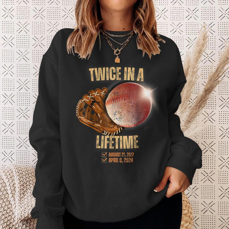 Solar Eclipse Baseball Twice In Lifetime 2024 Sweatshirt Gifts for Her