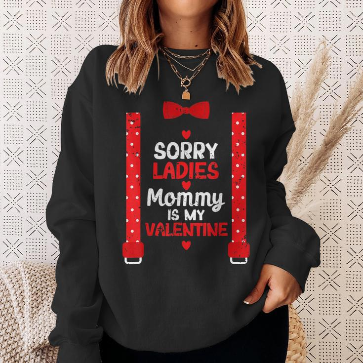 Sorry Ladies Mommy Is My Valentine Suspenders Bow Tie Sweatshirt Gifts for Her