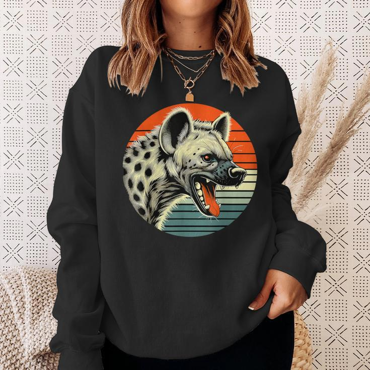 Spotted Laughing Hyena Retro Sun Sweatshirt Gifts for Her