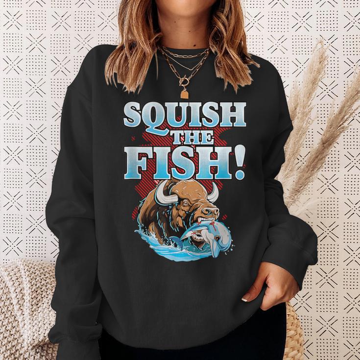 Squish The Fish Bison Buffalo Sweatshirt Gifts for Her