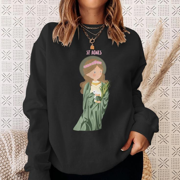 St Agnes Of Rome Pray For Us Catholic Saints Girls Sweatshirt Gifts for Her