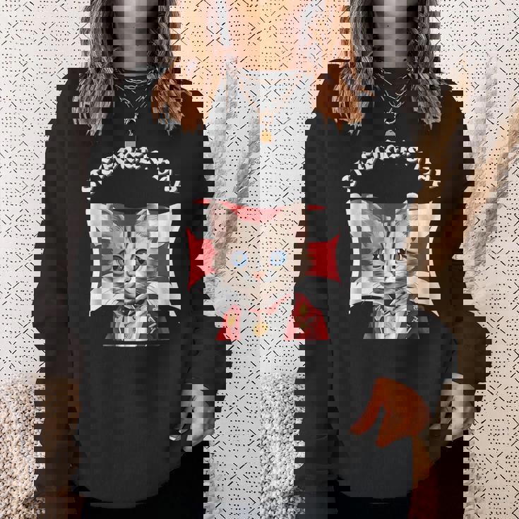 St Georges Day British Cat With English Flag Sweatshirt Gifts for Her