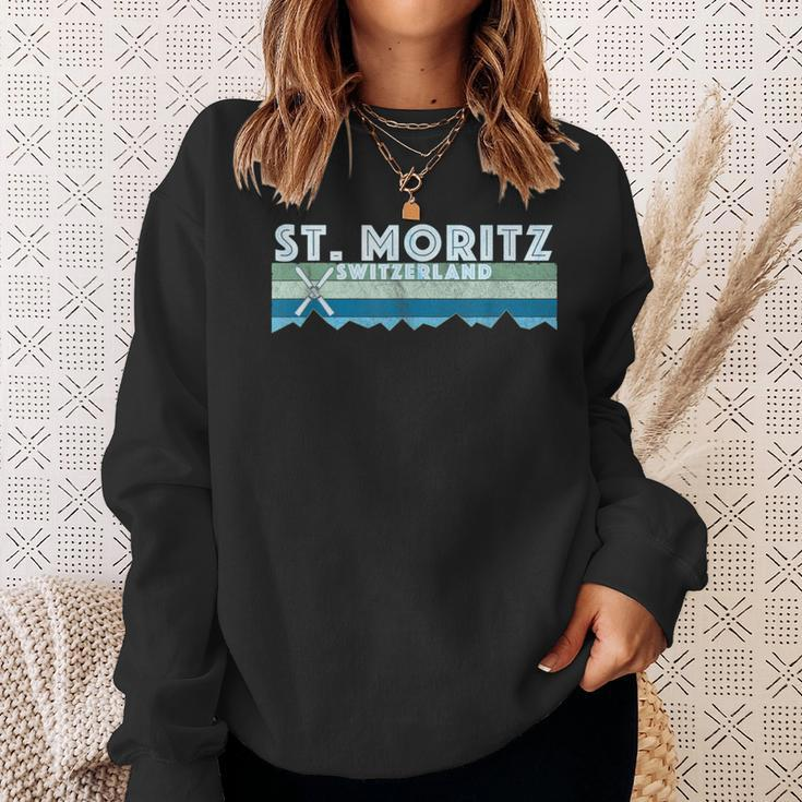 St Moritz Ski Illustration Retro Vintage St Moritz Sweatshirt Geschenke für Sie