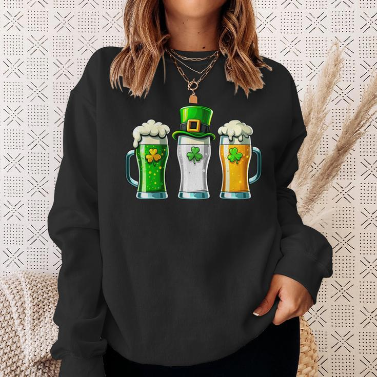 St Patrick Day Irish Ireland Flag Green Beer Lover Women Sweatshirt Gifts for Her