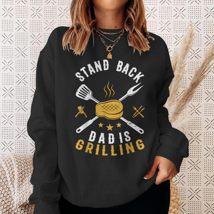 Stand Back Dad Is Grilling Bbq Smoker Fathers Day Sweatshirt Gifts for Her