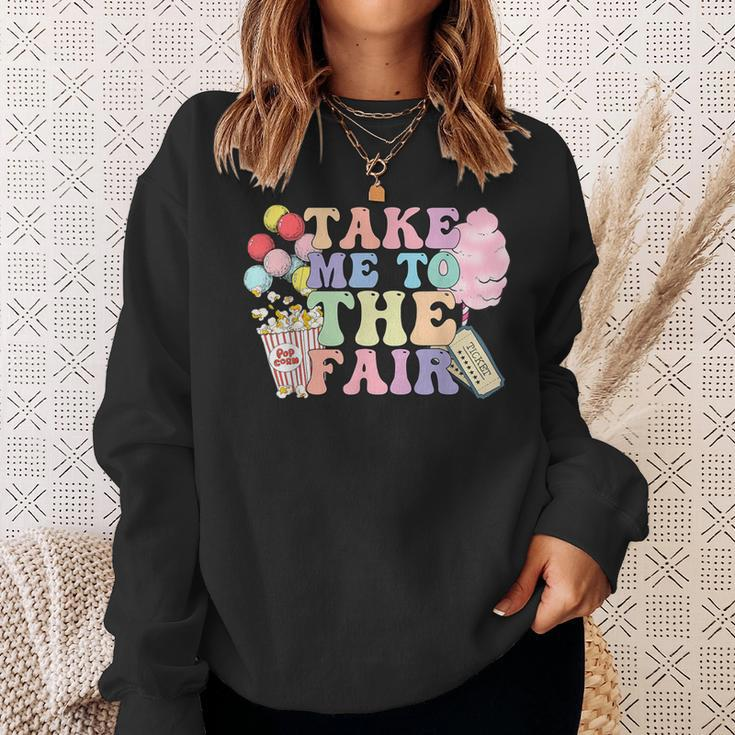 Take Me To The State Fair With Cotton Candy And Pop Corn Sweatshirt Gifts for Her