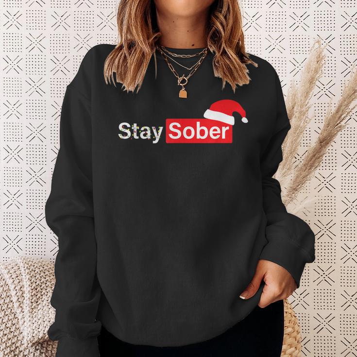 Stay Sober Santa Hat Sweatshirt Gifts for Her