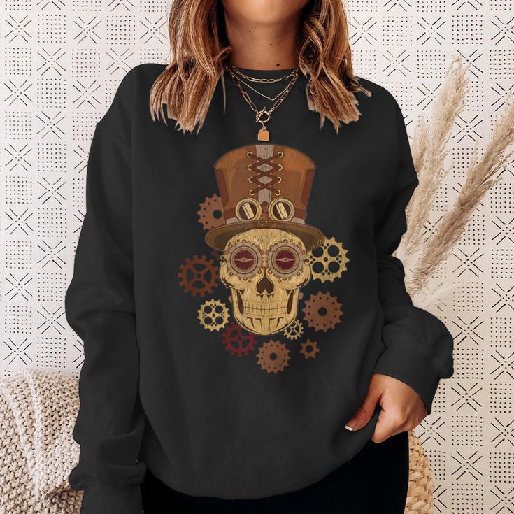 Steampunk Skull Gears Goggles Hat Science Fiction Lover Sweatshirt Gifts for Her