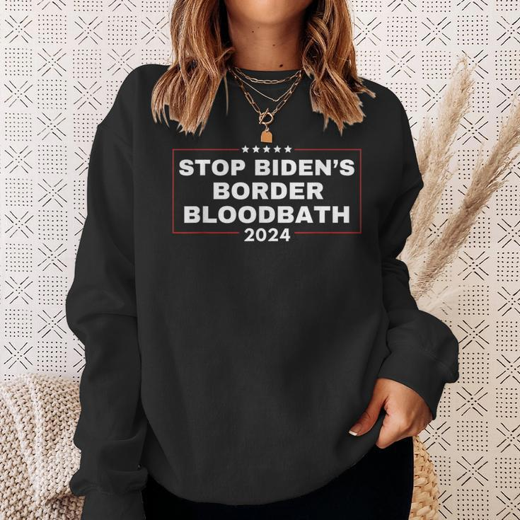 Stop Biden's Border Bloodbath Saying Trump Sweatshirt Gifts for Her