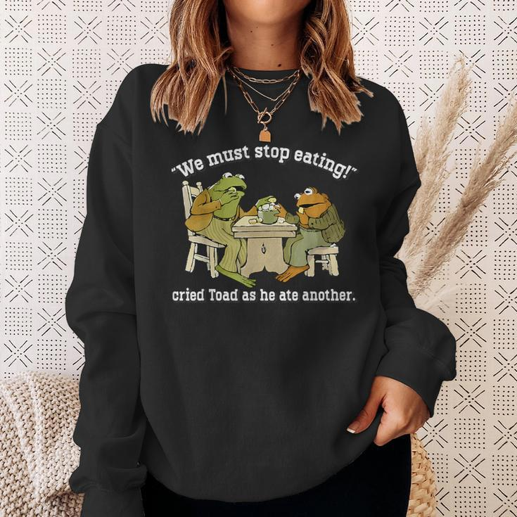 We Must Stop Eating Cried Toad As He Ate Another Frog Meme Sweatshirt Gifts for Her