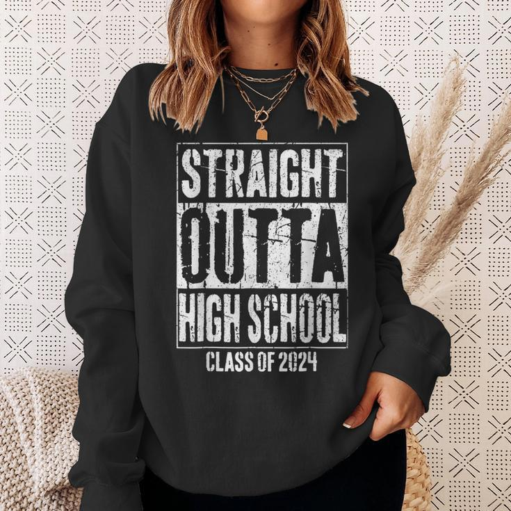 Straight Outta High School Graduation Class Of 2024 Grad Sweatshirt Gifts for Her