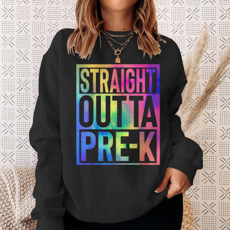 Straight Outta Pre K Last Day Of School Graduate Tie Dye Sweatshirt Gifts for Her
