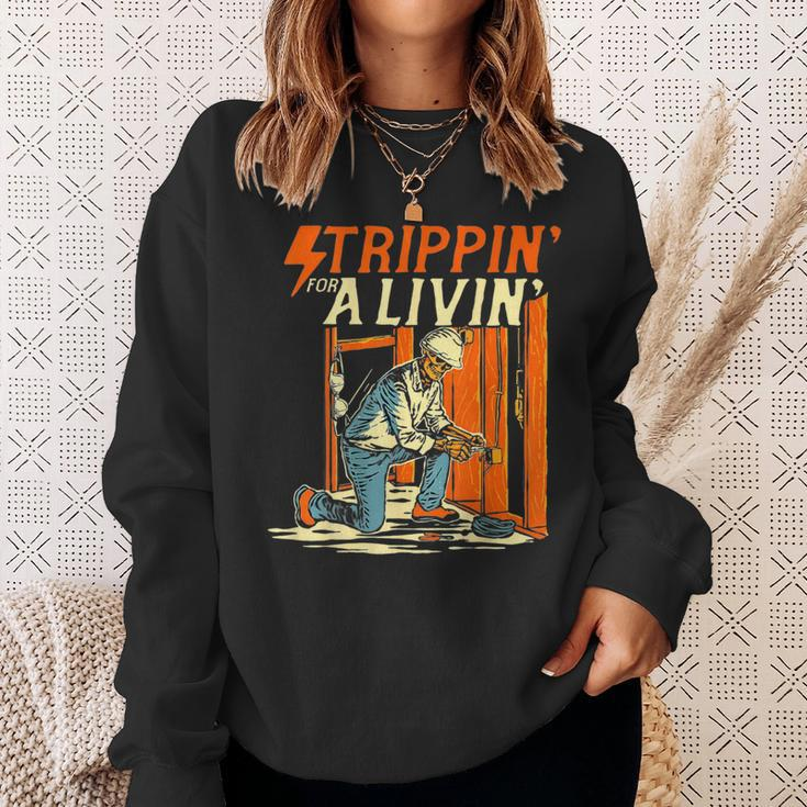 Stripping For A Living Powerline Father’S Day Electricians Sweatshirt Gifts for Her