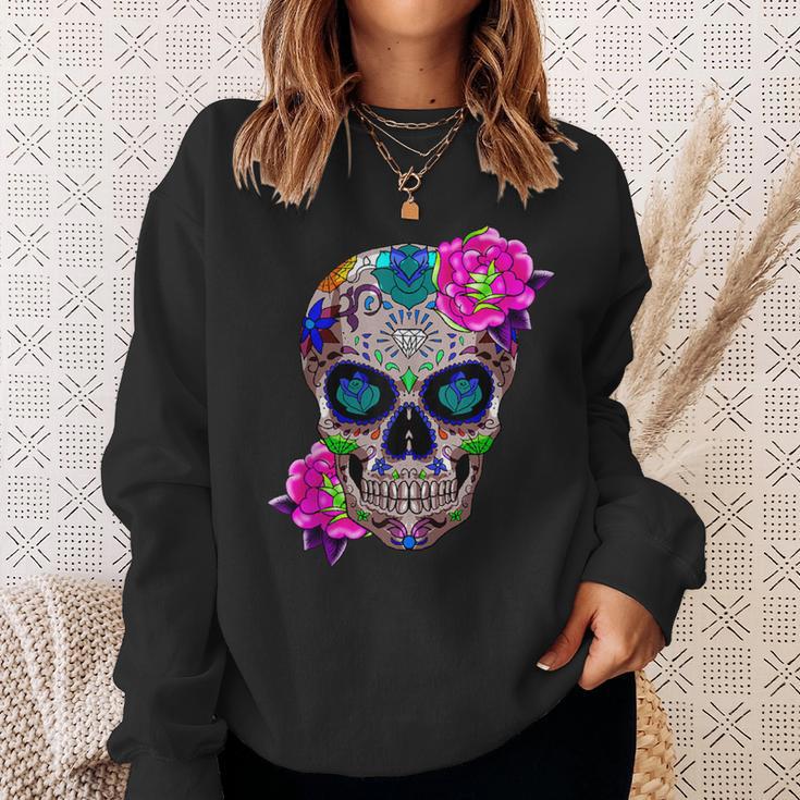 Sugar Skull Day Of The Dead Cool Bone Head Skulls Idea Sweatshirt Gifts for Her