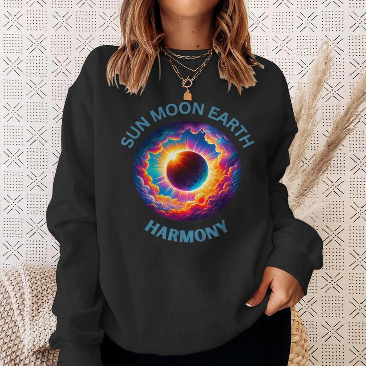 Sun Moon Earth Harmony Eclipse 2024 Sweatshirt Gifts for Her