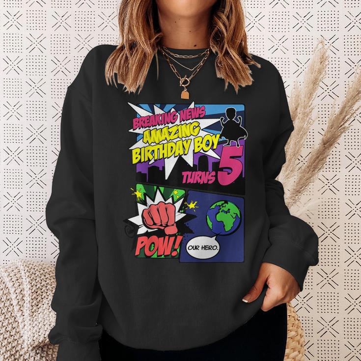 Superhero Birthday Boy Turns 5 Amazing Awesome Super Sweatshirt Gifts for Her