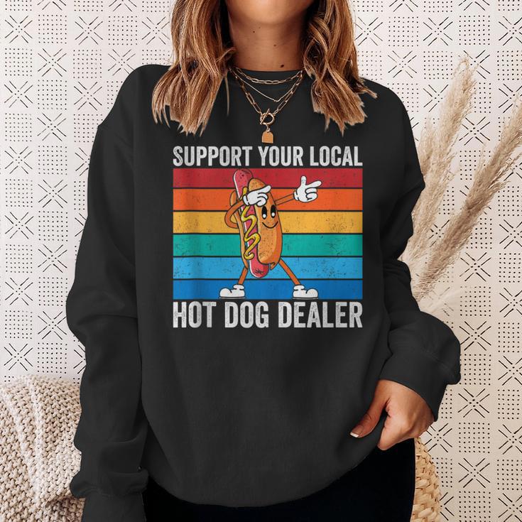 Support Your Local Hot Dog Dealer Vintage Hot Dog Sausage Sweatshirt Gifts for Her