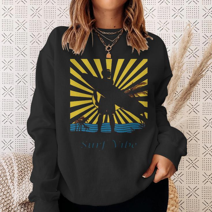 Surf Vibe Surfer Surf Board Mens Boys Surfing Sweatshirt Gifts for Her