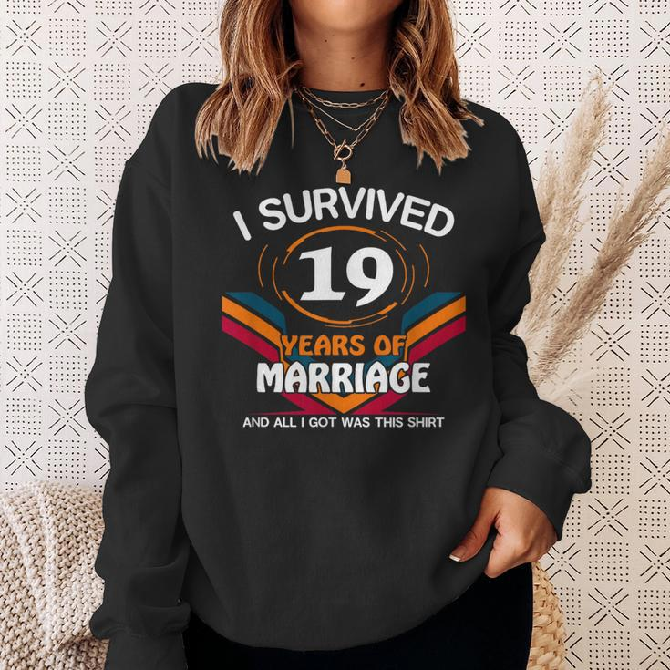 I Survived 19 Years Of Marriage 19Th Wedding Anniversary Sweatshirt Gifts for Her