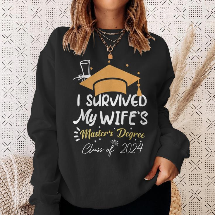 I Survived My Wife's Master's Degree Masters Graduation 2024 Sweatshirt Gifts for Her
