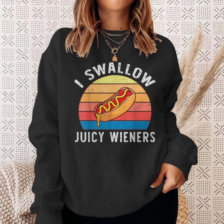 I Swallow Juicy Wieners Hotdog Food Lover Joke Sarcastic Sweatshirt Gifts for Her