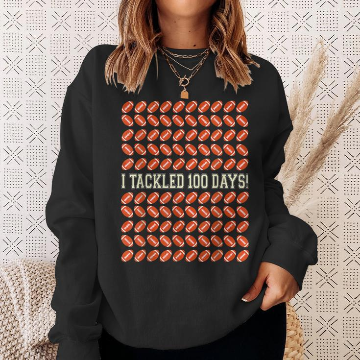 I Tackled 100 Days Of School Football 100Th Day Sweatshirt Gifts for Her