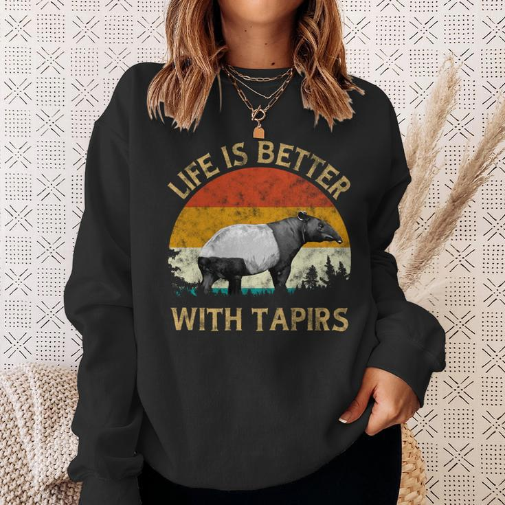 Tapir Lover Retro Vintage Tapir Sunset Tree Life With Tapirs Sweatshirt Gifts for Her