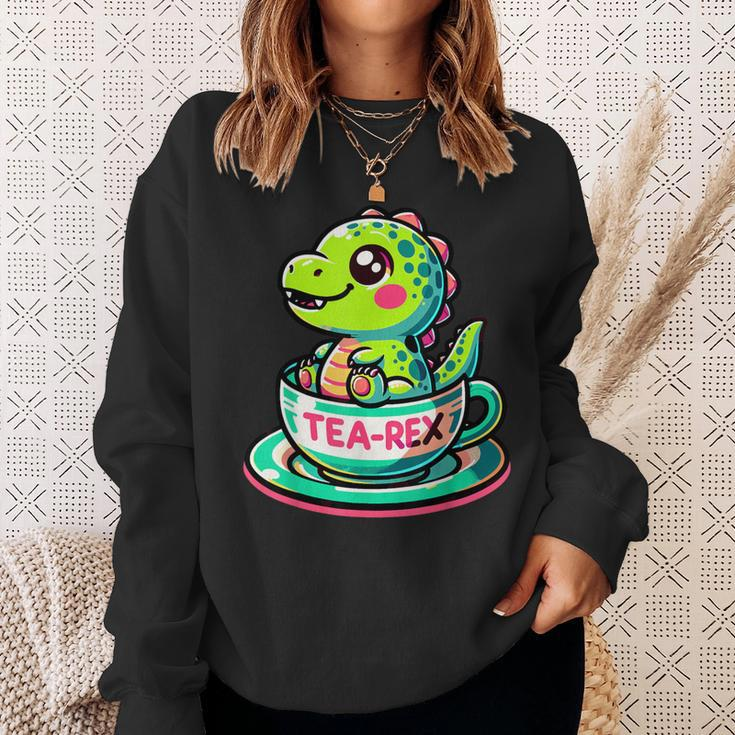 Tea-Rex Cute T-Rex Dinosaur Lover Kawaii Dino Sweatshirt Gifts for Her