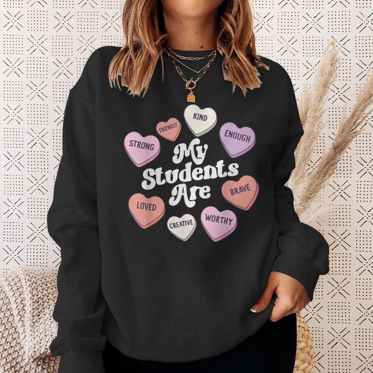 Teacher Valentines Day Positive Affirmations Candy Hearts Sweatshirt Gifts for Her