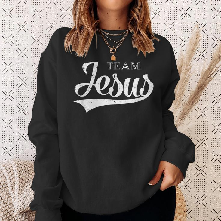 Team Jesus Retro Baseball Jersey Style Sweatshirt Gifts for Her